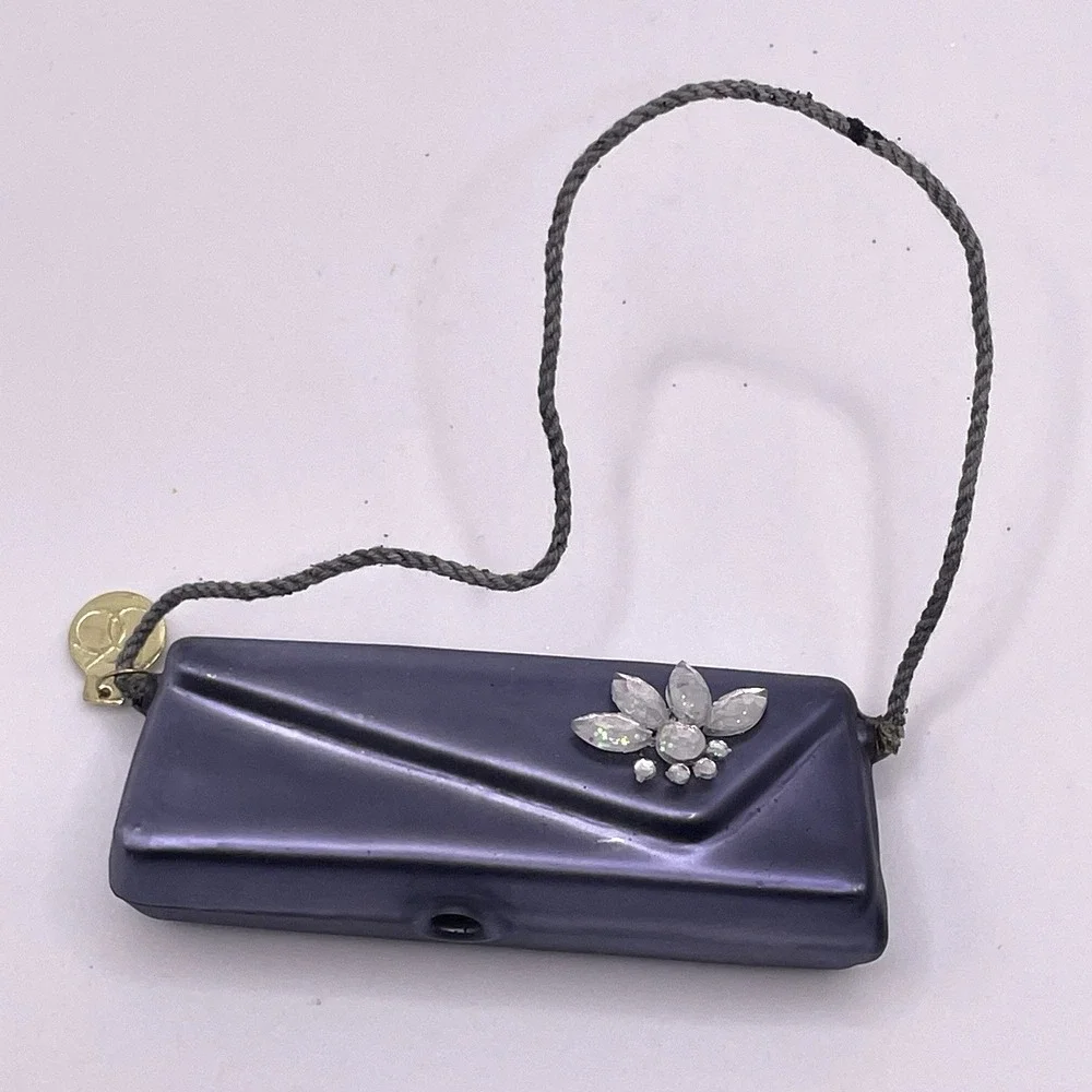 Vintage Dept 56 Rhinestone PURSE Glass Christmas‎ Ornament 3